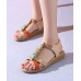 Orange Flat Sandals Cowhide Leather Handmade  best sandals for walking