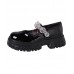 Black Flat Shoes Buckle Strap Platform Flat Shoes